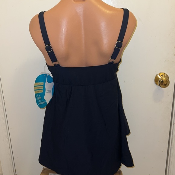 NWT swim solutions one piece swimsuit swim dress size 10 navy - Picture 4 of 4
